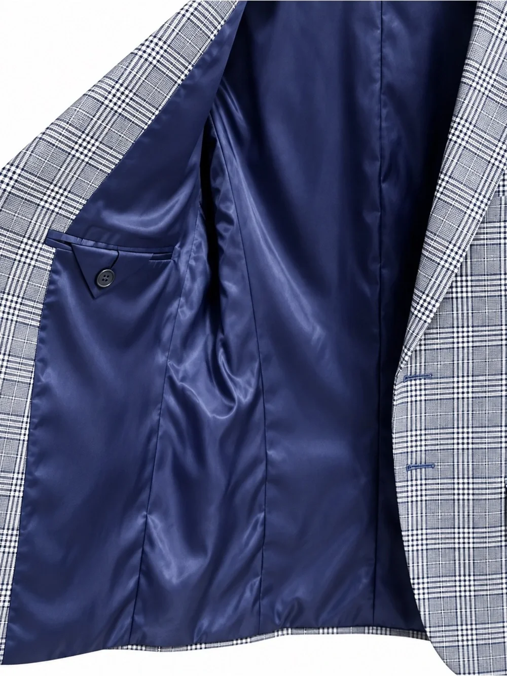 Ralph Lauren Boy’s Gray Plaid Blazer with Navy Lining